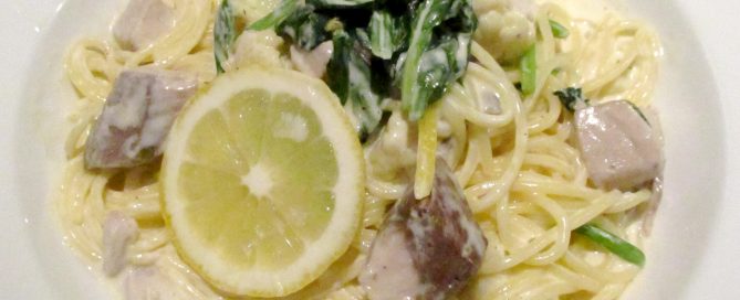 寒ブリのレモンクリームパスタ