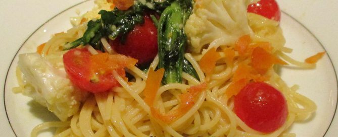 旬菜とカラスミのペペロンチーノ