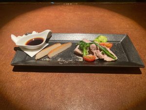 前菜ポークハムとつけ揚げのオードブル